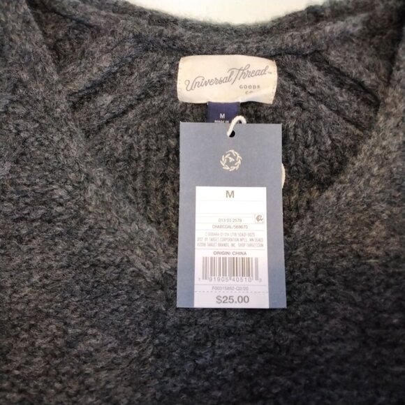 Universal Thread Womens Med Charcoal Gray V-Neck Knit Sweater Soft Cozy Warm - Picture 5 of 8